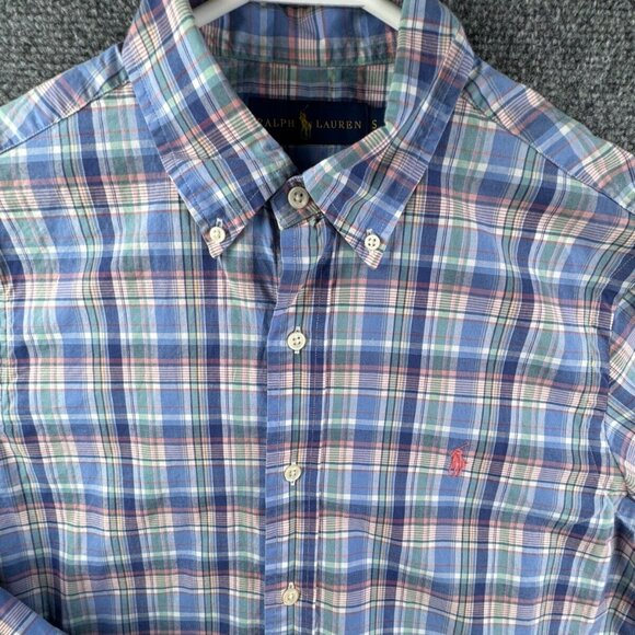 Ralph Lauren Men Long Sleeve Button Up Shirt Small Plaid Blue Colorful - Picture 1 of 10